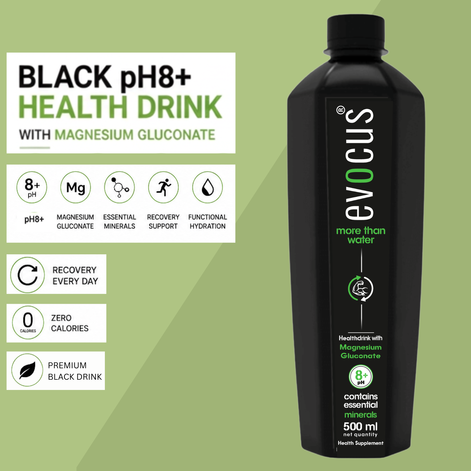Evocus Black Alkaline Drink Online | 8+ pH with Natural Minerals