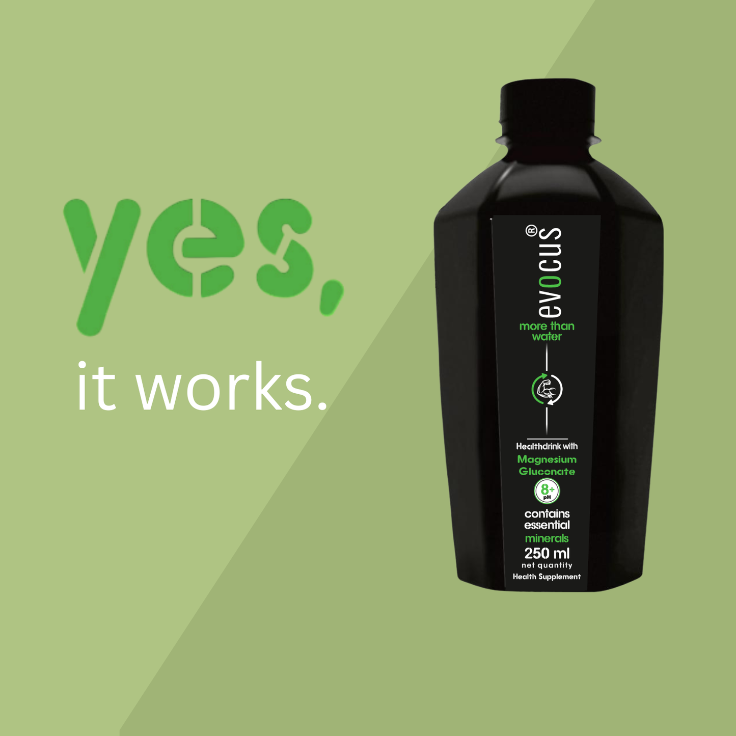 EVOCUS Black Health Drink with Magnesium Gluconate - 250ml Pack of 24