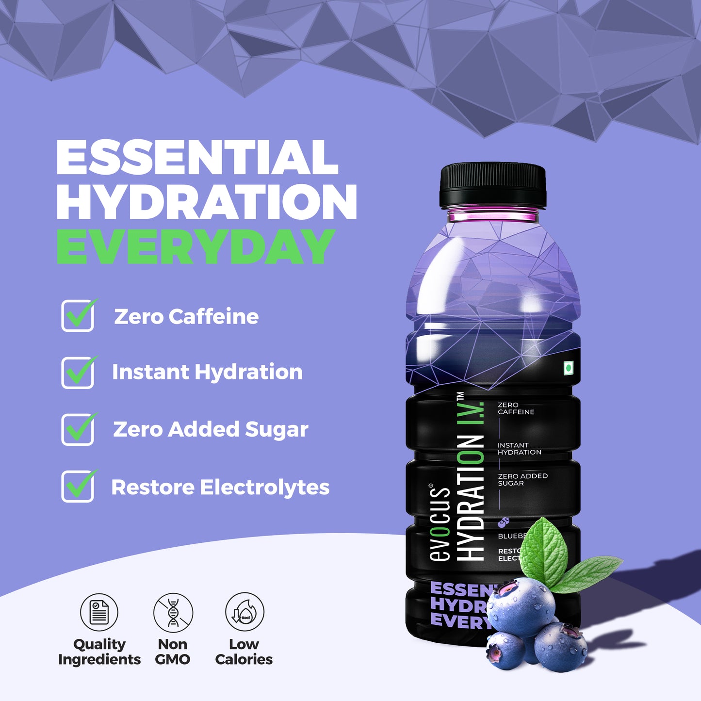 Hydration I.V. Electrolytes Drink - Blueberry (500ml)