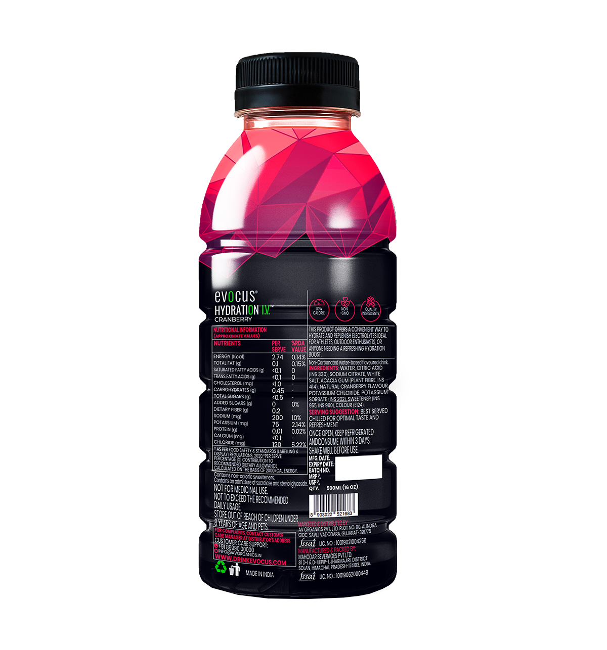 Hydration I.V. Electrolytes Drink Cranberry 500ml