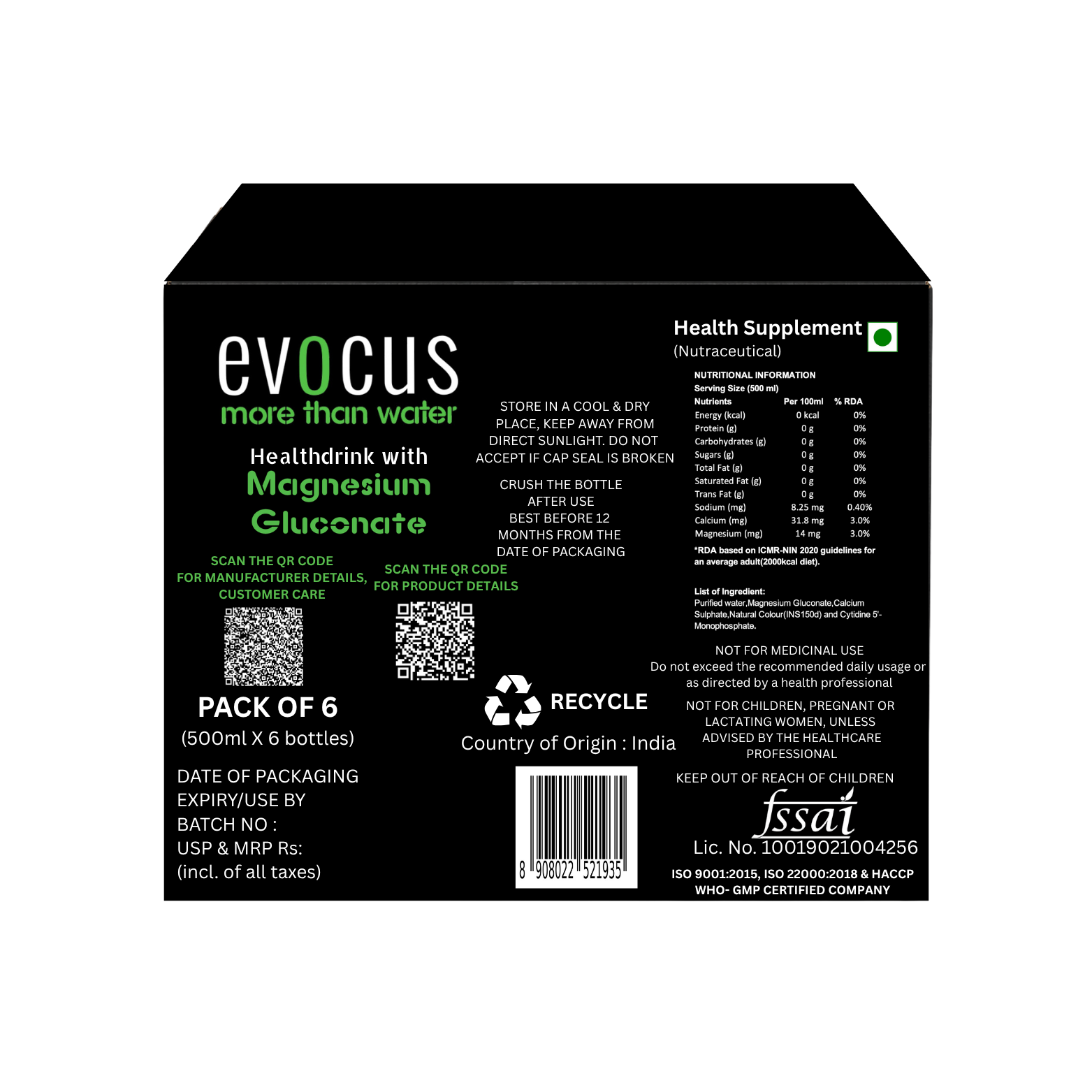 Evocus Black Alkaline Drink Online | 8+ pH with Natural Minerals