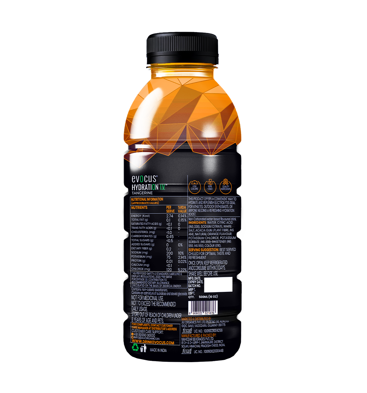 Hydration I.V. Electrolytes Drink - Tangerine (500ml)