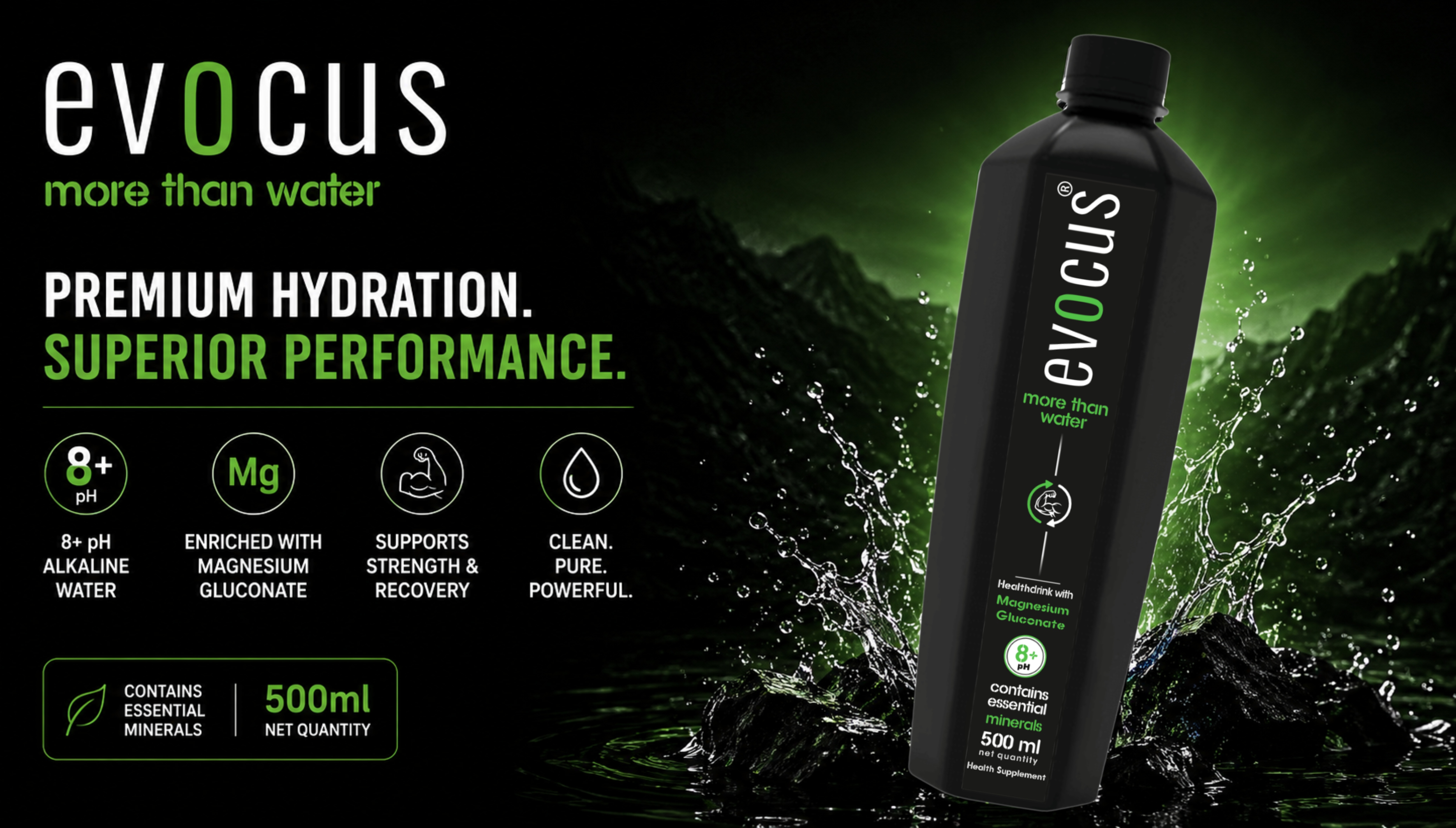 Evocus Evocus Black Alkaline Drink Online | 8+ pH with Natural Minerals