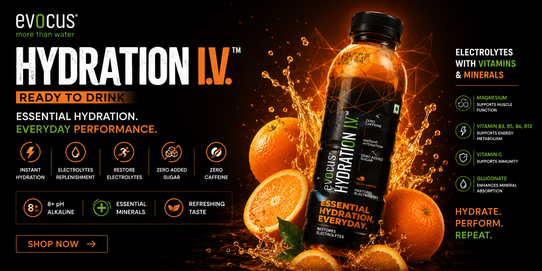 Evocus Evocus Black Alkaline Drink Online | 8+ pH with Natural Minerals